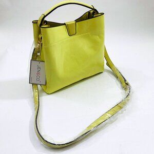 Jen & Co Tati Satchel Cross Body Bag Vegan Leather Yellow